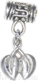 01681 Metal Perlen groot gat met bedel blaadjes Antiksilber 26mmx10mmx5,5mm; loch 3,5mm  3 Stück