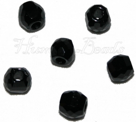 03126 Tschechische glasperle Schwarz Nickelfarbe 8mmx9mmx8mm; loch 4mm 6 stück