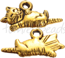 00367 Bedel kat Antiek goud (Nikkel vrij) 18mmx13mmx2mm; gat 2mm