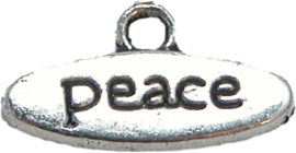 01890 Bedel peace Antiek zilver 17mmx9mm 4 stuks