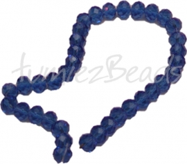 02737 Glaskraal imitatie swarovski faceted Abacus Blauw 6mmx8mm 1 streng (±20cm)