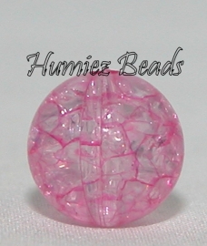 03042 Acryl perle crackle Fuchsie 12mm; loch 2mm 11 stück