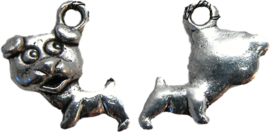 02072 Bedel puppy (hond) Antiek zilver (Nikkelvrij) 17mmx12mm 7 stuks