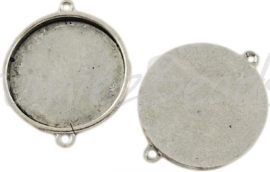 02406 Tussenstuk Cabochon setting Antiek zilver (Nikkelvrij) 36mmx28mmx3mm; binnenzijde 25mm 1 stuks