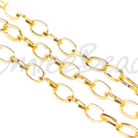 J-0024 Gliederkette Goldfarbe (Nickelfrei) 6,9mmx3,8mmx0,9mm 1 meter