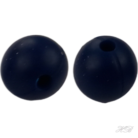 02815 Siliconenkraal Rond Donkerblauw 10mm; gat 2mm 8 stuks