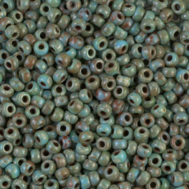 MR-08062 Miyuki Rocailles opaque picasso turquoise blue (8-4514) 8/0 ±15 gram