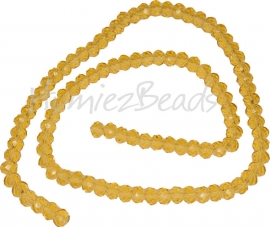 03982 Glaskraal imitatie swarovski faceted Abacus streng ±40cm Gold Champagne 4mmx6mm  1 streng