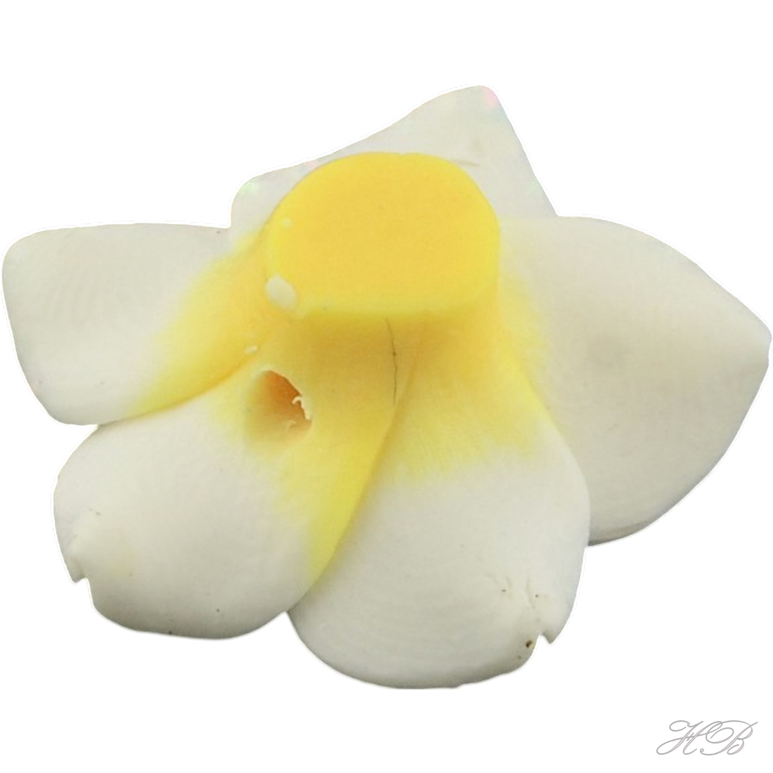 05414 Fimokraal Bloem White   15x8mm; gat 2mm 5 stuks