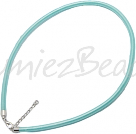 Silk-5003 Ketting Zijde koord Cyan ±45cm (Zonder verlengketting) 1 stuks