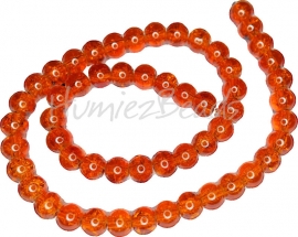 01946 Glaskraal crackle streng ±40cm Oranje 8mm 1 streng