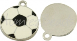 03231 Bedel voetbal Metaalkleurig/enamel zwart-wit 22mmx18mm 3 stuks