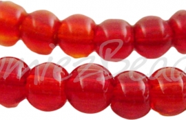 03900 Glaskraal rond streng (±30cm) Rood 3mm; gat 1mm 1 streng