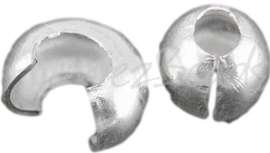 01262 Knijpkraal verberger Zilverkleurig (Nikkel vrij) 5mm; gat 3,8mm ±20 stuks