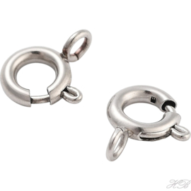 01923 Veerslotje  Metaalkleurig 316 stainless steel  9x7x3mm; gat 1,6mm 3 stuks