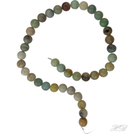 05100 Natuursteen streng (±30cm) Gemstone Wit/groen 10mm; gat 1mm 1 streng