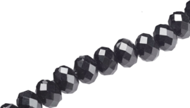 00555 Glaskraal imitatie swarovski faceted Abacus streng (±20cm) Zwart 1 streng