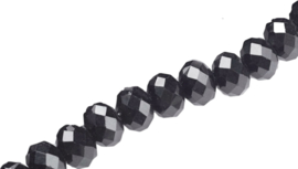 00555 Glasperlen imitation swarovski faceted Abacus streng (±20cm) Schwarz 14mmx10mm; loch 1mm  1 Strang