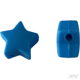 01803 Siliconenkraal Ster Blauw 15mm; gat 2mm 4 stuks
