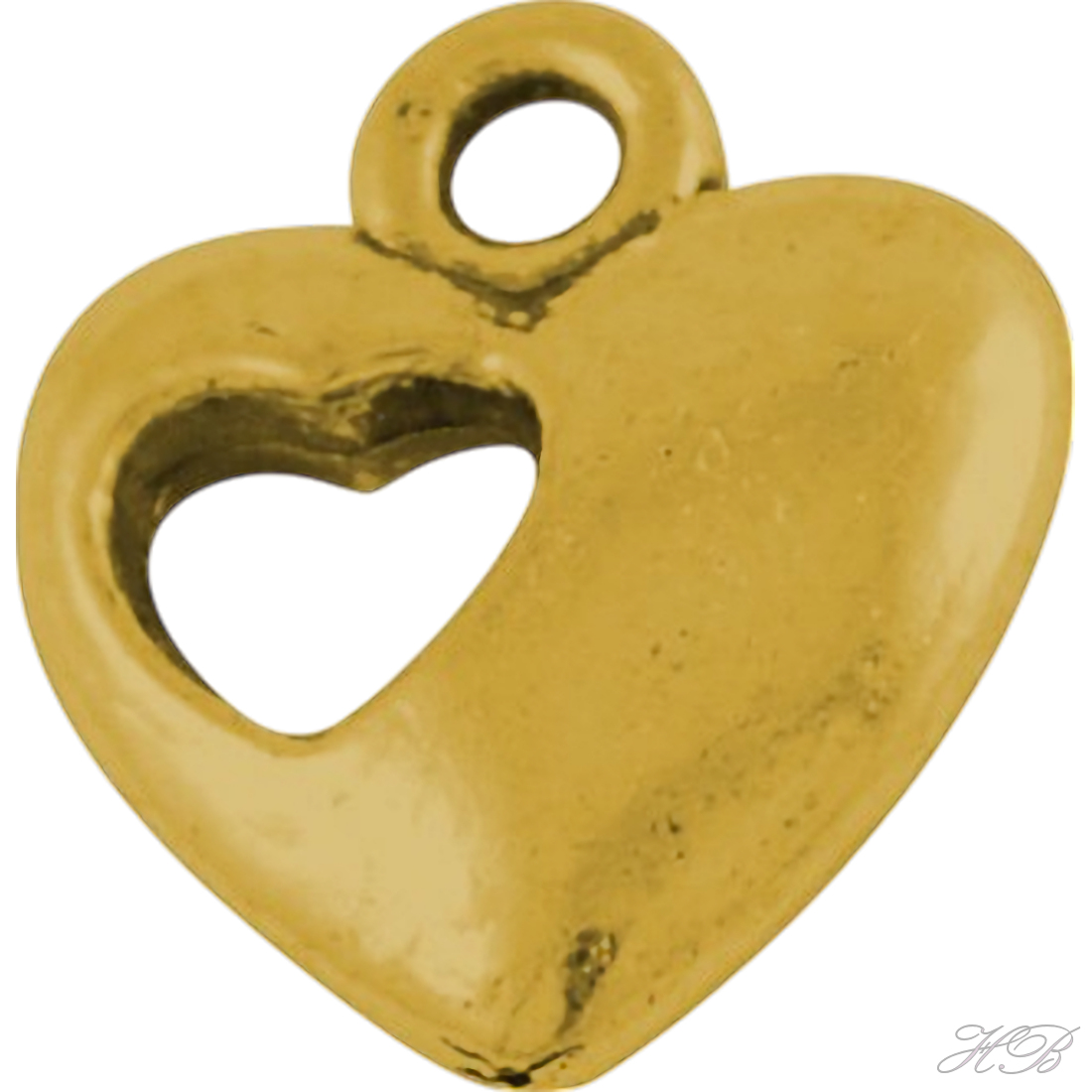 01140 Bedel Hart Antiek goud (Nikkelvrij)   13x11x3mm; gat 1,5mm 8 stuks