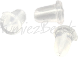 00654 Oorbelachterkantjes Rubberen Transparant 6x4mm ±40 stuks