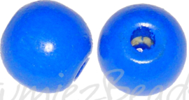 00601 Houten kraal gelakt Blauw 12mm ±40 stuks