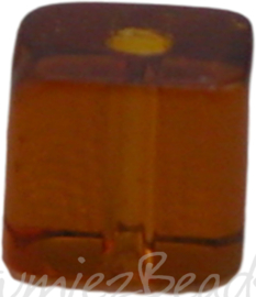 00672 Glaskraal vierkant Donker bruin 4mm 1 streng (±30cm)