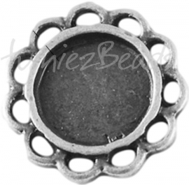 01074 Tussenstuk Cabochon setting Antiek zilver (Nikkelvrij) 13mmx2mm; binnenzijde 8mm 1 stuks