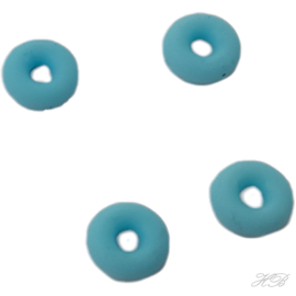 01048 Siliconenkraal Stopper Licht blauw 6x2mm; gat 2mm ±15 stuks