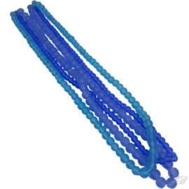 00674 Glaskraal streng Frosted 3 strengen (±35cm per streng) Blauw 3~5x4~6mm; gat 1mm 1 streng