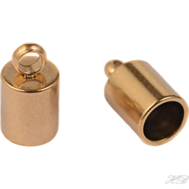 04978 Eindkap  Goudkleurig 201 stainless steel  10x5mm; gat 4mm; oogje 1,5mm 3 Stuks