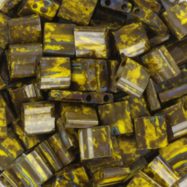 MT-05019 Miyuki Tila opaque picasso dark yellow (TL-4519) 5x5mm ±3 gram