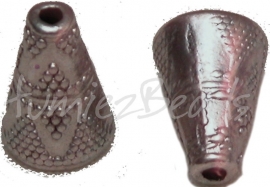 02454 Eindkap tube Antiek zilver (Nikkelvrij) 9mmx11mm  7 stuks