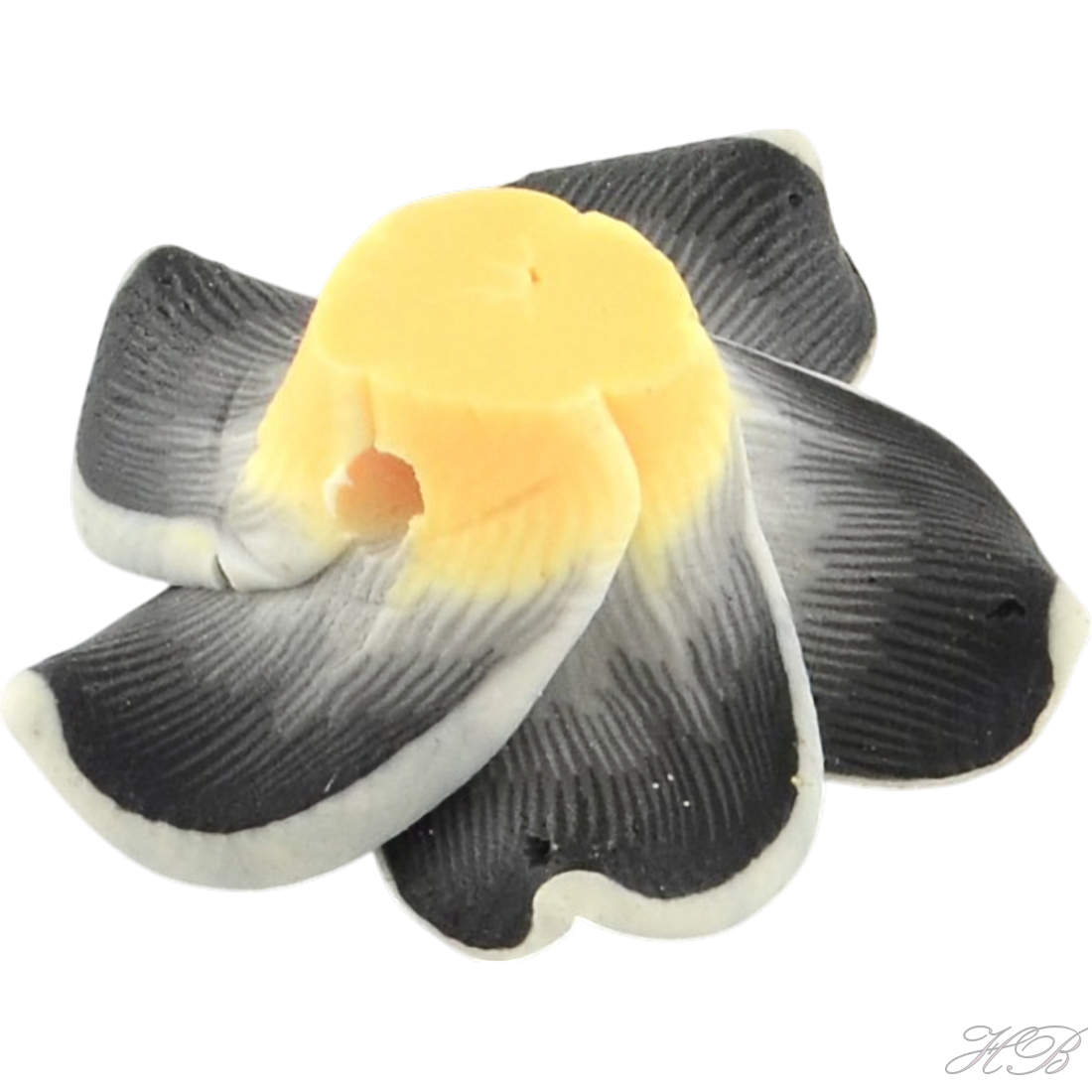 05408 Fimokraal Bloem Black   15x8mm; gat 2mm 5 stuks