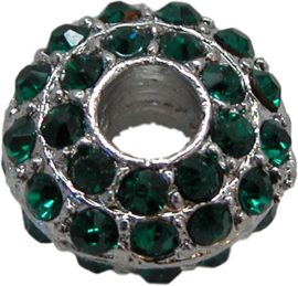 01854 Rondeau Rhinestone Nickelfarbe / Grün 8mmx16mm