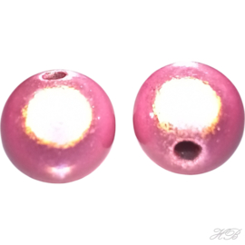 04703 Acryl kraal Miracle Roze  12mm; gat 1mm 6 stuks