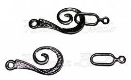 01703 Hakenverschluss stippel Schwarz Nickelfarbe (Nickelfrei) 26mmx13mm 7 stück