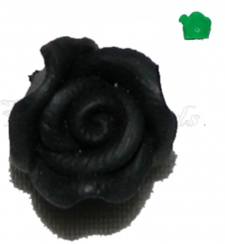 01378 Fimo kraal roosje Zwart 10mmx6mm 6 stuks