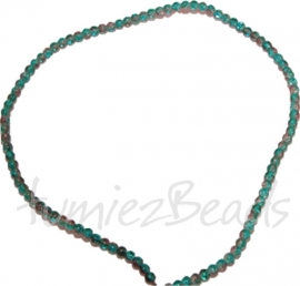 03555 Glaskraal streng (±40cm) crackle Blauw-bruin 4mm 1 streng