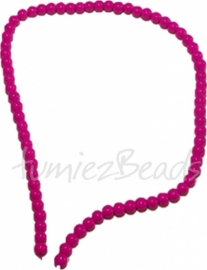 03585 Glaskraal streng (±40cm) Jade gespoten Fuchsia 6mm 1 streng