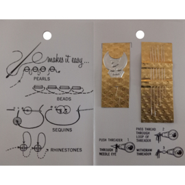 G-0019 Naalden Miyuki extra fijn set van 6 stuks + threader   1 Stuks