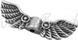 01942 Spacer vleugel Antiek zilver (Nikkelvrij) 21mmx7mm; gat 1,5mm 5 stuks
