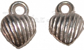 02043 Anhänger metall-look herz Silberfarbe 10mmx7mm; loch 4mm 20 stück