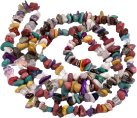 03225 Natuursteen streng ±40cm mixed stones Mixed color 5~8x5~8mm; gat 1mm 1 streng