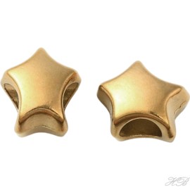 01118 Metalen kraal Ster Goudkleurig (IP) 304 stainless steel  10,5x9,5x7,5mm; gat 4,5mm 1 stuks