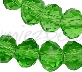 03894 Glaskraal imitatie swarovski faceted Abacus streng (±20cm) Groen 12mmx16mm 1 streng