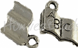 00358 Bedel boek Antiek zilver (Nikkel vrij) 12mmx11mm 11 stuks