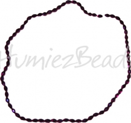 03202 Glasperle electroplate facet oval strang ± 40cm Dunkel violett AB color 6mmx4mm 1 strang