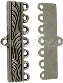 01367 Verdeler 1-7 rings Antiek zilver (Nikkel vrij) 11mmx28mmx1mm; gat 1mm 4 stuks