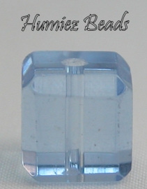 02754 Glaskraal vierkant facet geslepen Lichtblauw 10mm 1 streng (±30cm)